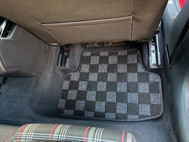 Phase 2 Motortrend (P2M) RHD Checkered Carpet Race Floor Mats - VW Golf GTI/TDI MK7/MK8 (2015-2026)