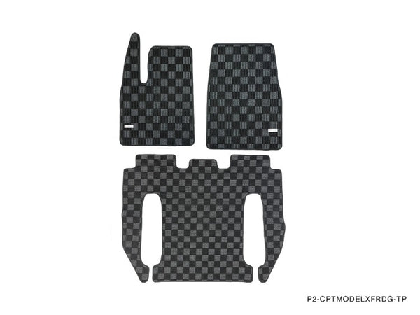 Phase 2 Motortrend (P2M) Checkered Carpet Race Floor Mats - Tesla Model X (2021+)