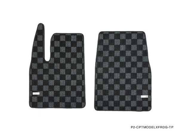 Phase 2 Motortrend (P2M) Checkered Carpet Race Floor Mats - Tesla Model X (2021+)