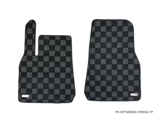 Phase 2 Motortrend (P2M) Checkered Carpet Race Floor Mats - Tesla Model Y