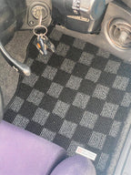 P2-CPTR32GTRFRDGRHD-TP - [RHD] R32 SKYLINE GTR (JDM RHD) FRONT + REAR RACE FLOOR MATS : DARK GREY - View 13