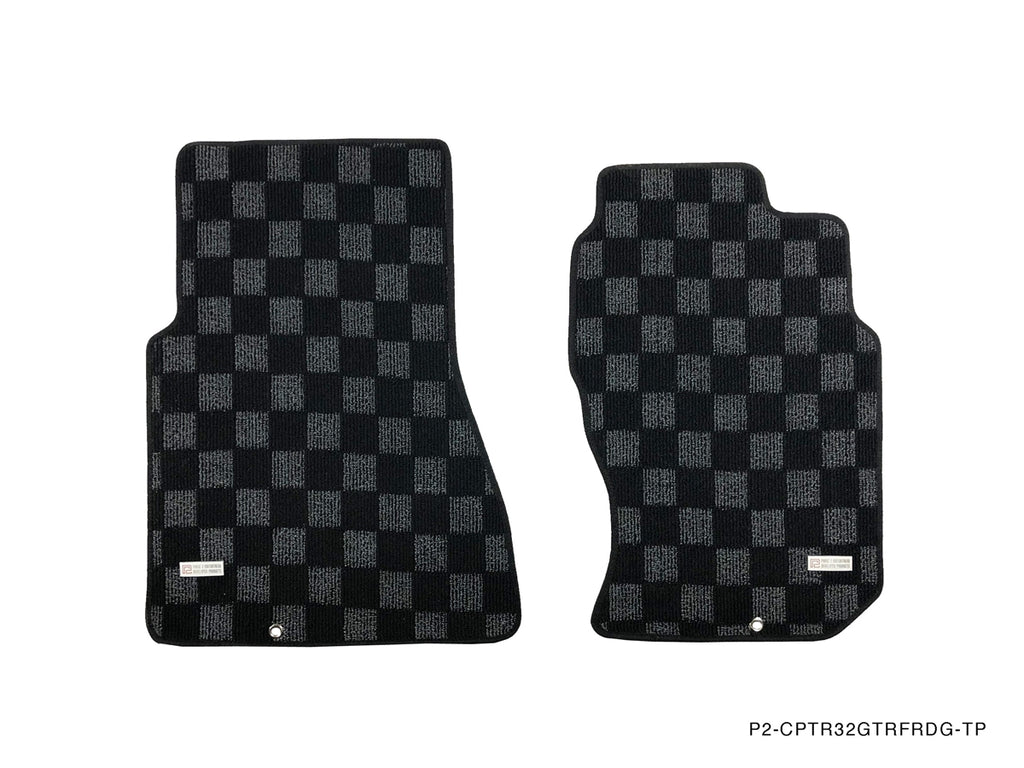 P2-CPTR32GTRFRDGRHD-TP - [RHD] R32 SKYLINE GTR (JDM RHD) FRONT + REAR RACE FLOOR MATS : DARK GREY - View 1