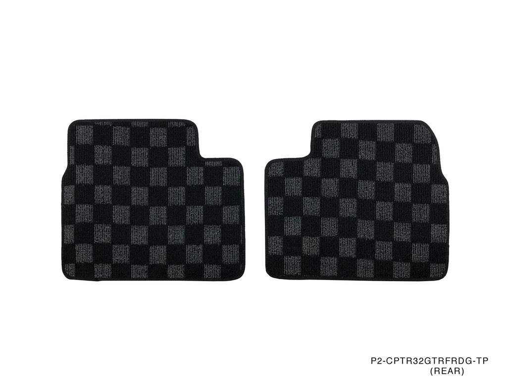 P2-CPTR32GTRFRDGRHD-TP - [RHD] R32 SKYLINE GTR (JDM RHD) FRONT + REAR RACE FLOOR MATS : DARK GREY - View 2