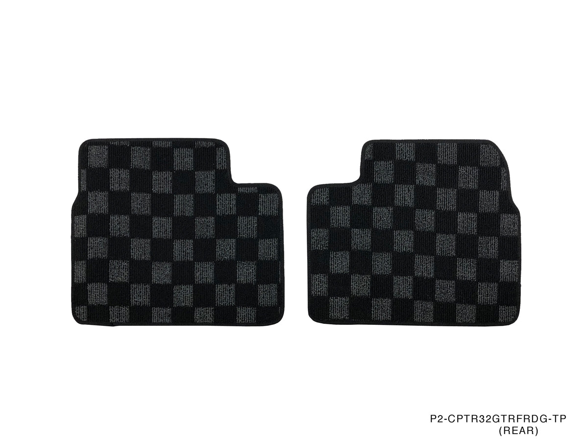 P2-CPTR32GTRFRDGRHD-TP - [RHD] R32 SKYLINE GTR (JDM RHD) FRONT + REAR RACE FLOOR MATS : DARK GREY - View 2