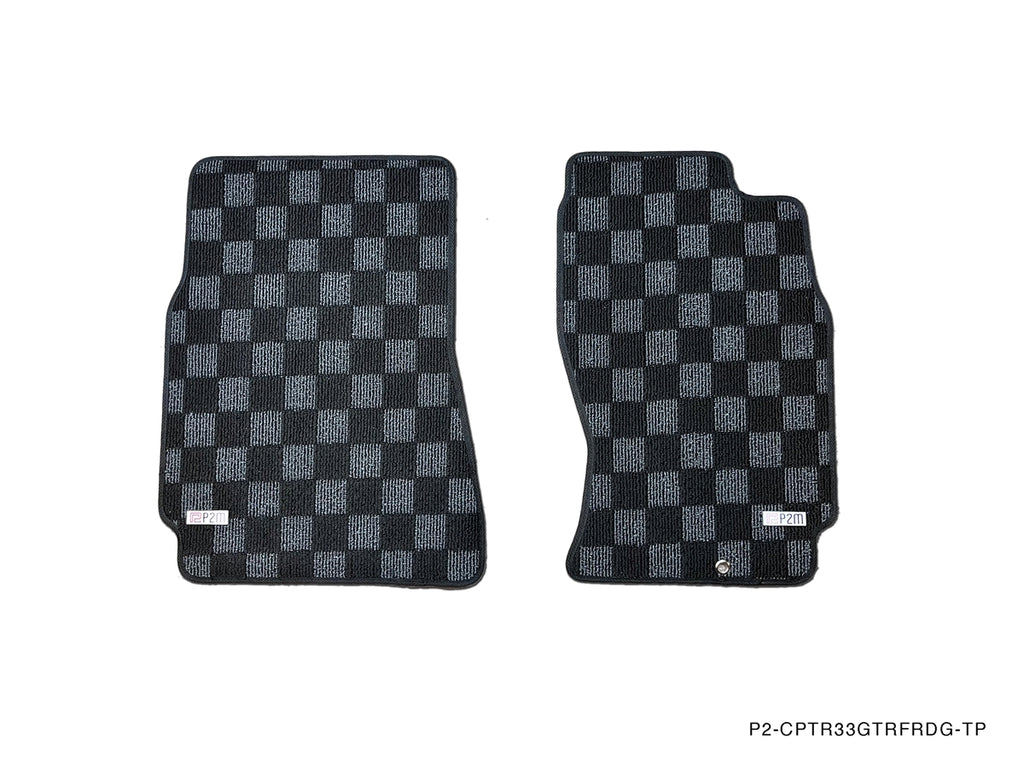 P2-CPTR33GTRFRDGRHD-TP - [RHD] R33 SKYLINE GTR (JDM RHD) FRONT + REAR RACE FLOOR MATS : DARK GREY - View 1