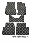 P2-CPTR34GTRFRDGRHD-TP - [RHD] R34 SKYLINE GTR (JDM RHD) FRONT + REAR RACE FLOOR MATS : DARK GREY - View 1