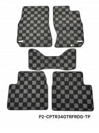 P2-CPTR34GTRFRDGRHD-TP - [RHD] R34 SKYLINE GTR (JDM RHD) FRONT + REAR RACE FLOOR MATS : DARK GREY - View 1