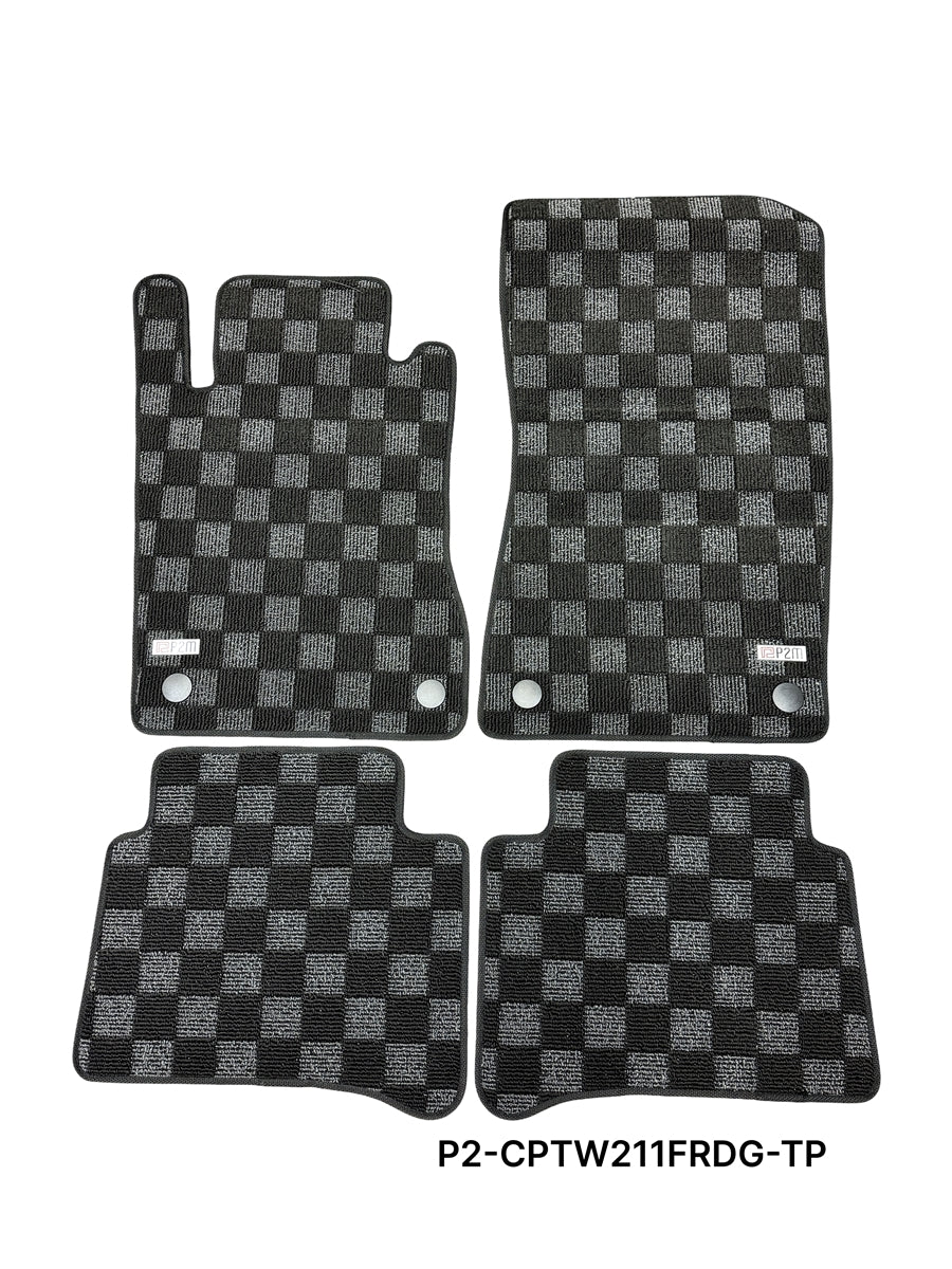 Phase 2 Motortrend (P2M) Checkered Carpet Race Floor Mats - Mercedes-Benz E-Class W211 (2003-2009)