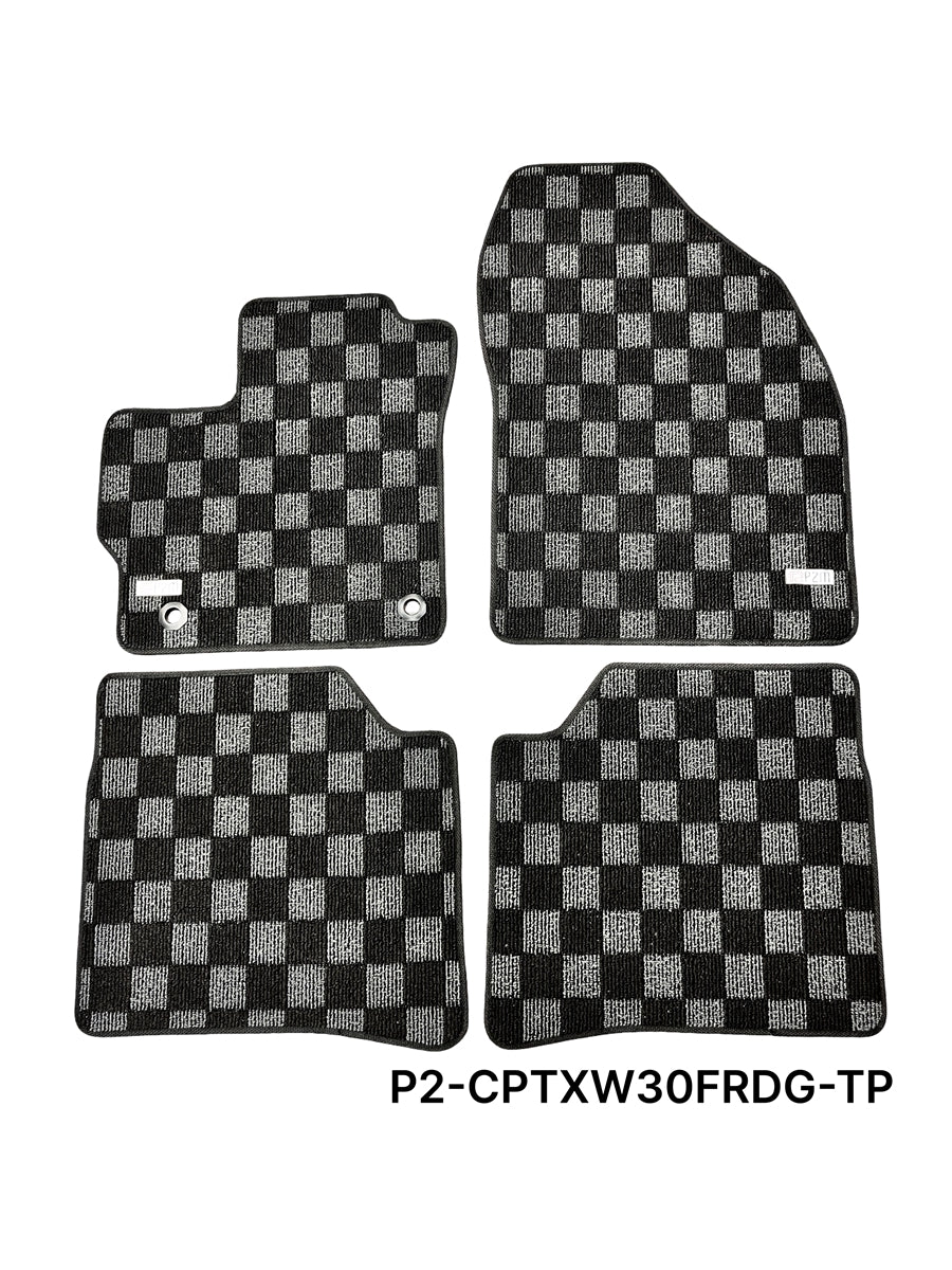 Phase 2 Motortrend (P2M) Checkered Carpet Race Floor Mats - Toyota Prius XW30 (2010-2015)