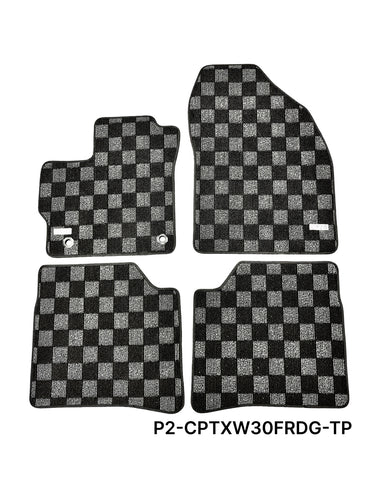 Phase 2 Motortrend (P2M) Checkered Carpet Race Floor Mats - Toyota Prius XW30 (2010-2015)