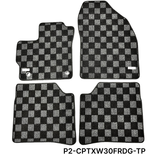 Phase 2 Motortrend (P2M) Checkered Carpet Race Floor Mats - Toyota Prius XW30 (2010-2015)