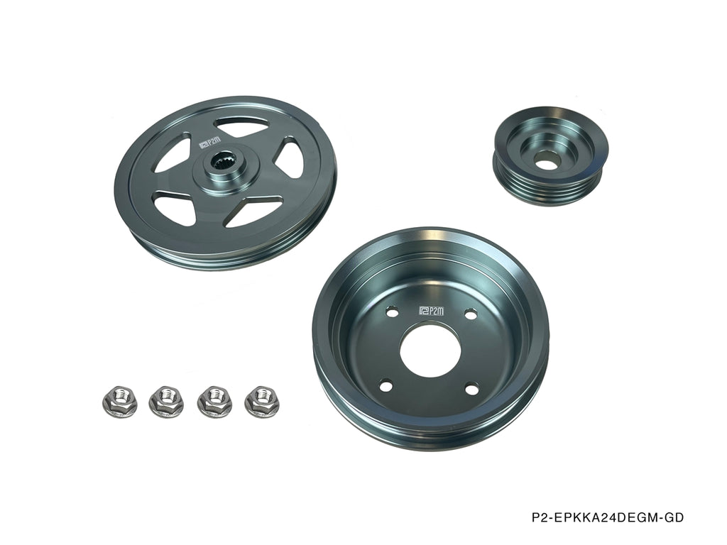 Phase 2 Motortrend (P2M) 3pc Aluminum Pulley Kit - Nissan 240SX S13 / S14 KA24DE DOHC