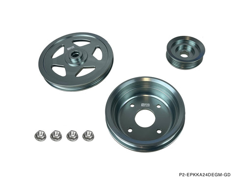 Phase 2 Motortrend (P2M) 3pc Aluminum Pulley Kit - Nissan 240SX S13 / S14 KA24DE DOHC