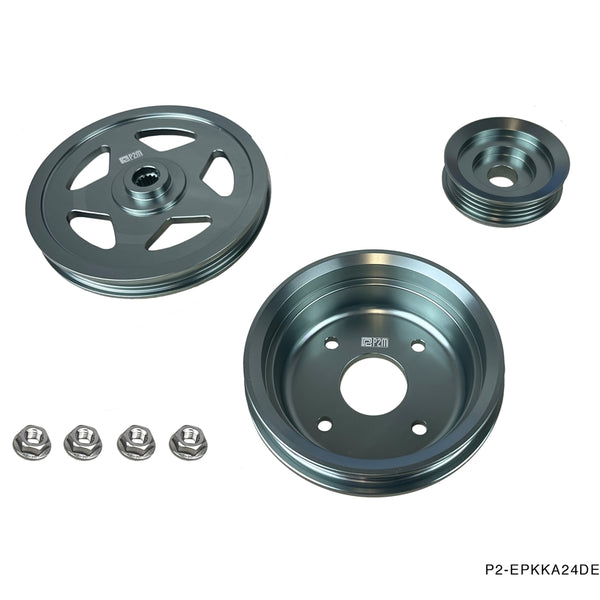 Phase 2 Motortrend (P2M) 3pc Aluminum Pulley Kit - Nissan 240SX S13 / S14 KA24DE DOHC