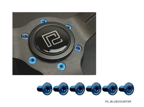 P2M SUPERFLY TITANIUM STEERING WHEEL COUNTER SUNK BOLT SET : BLUE