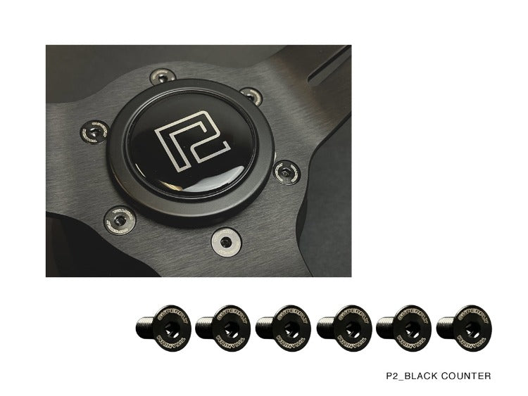 P2M SUPERFLY TITANIUM STEERING WHEEL COUNTER SUNK BOLT SET : BLACK