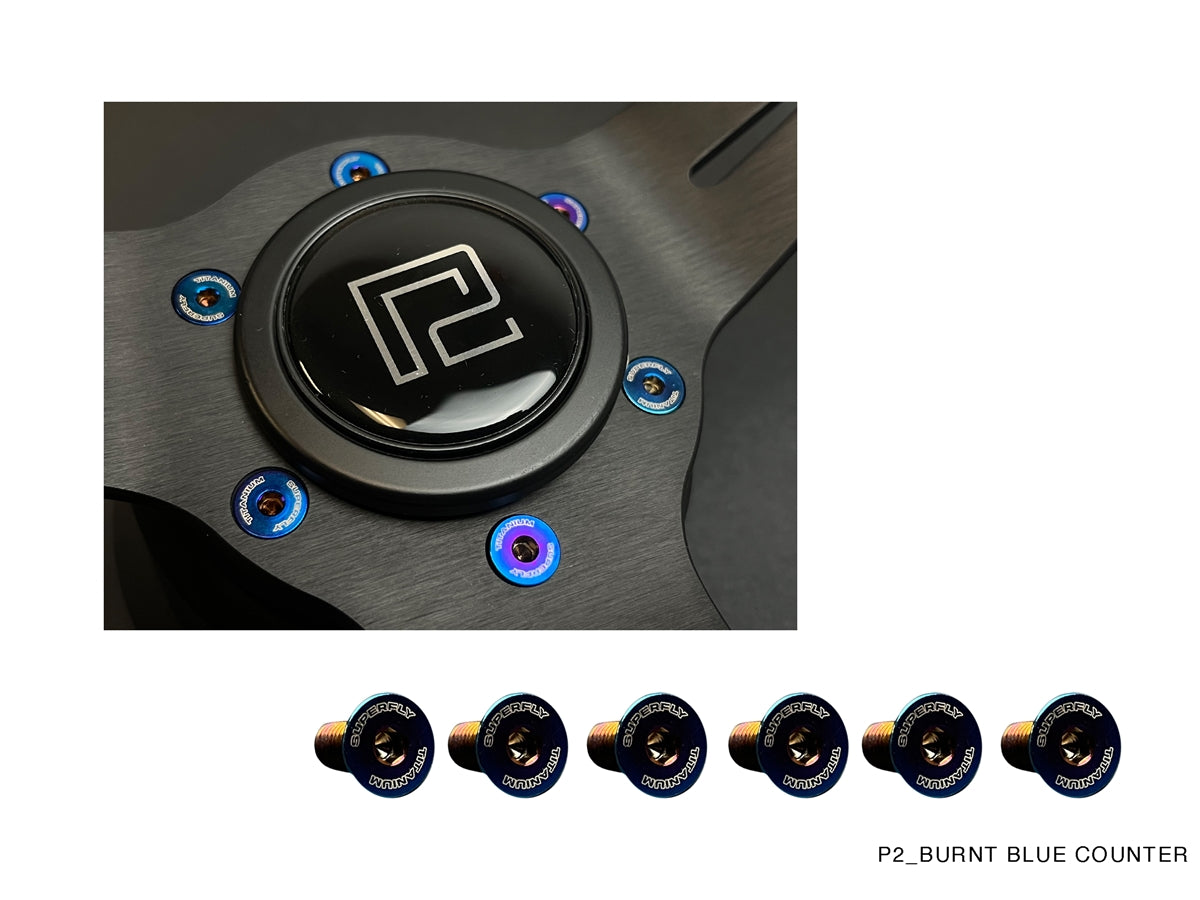 P2M SUPERFLY TITANIUM STEERING WHEEL COUNTER SUNK BOLT SET : BURNT BLUE