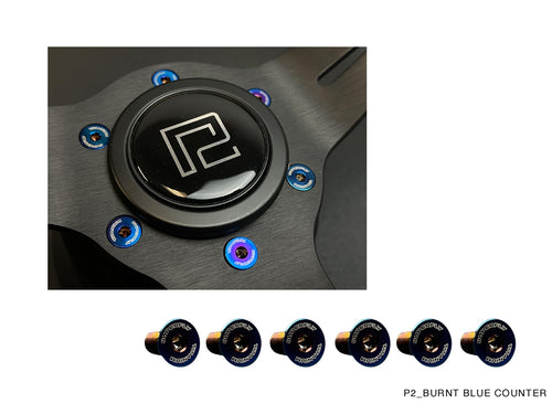 P2M SUPERFLY TITANIUM STEERING WHEEL COUNTER SUNK BOLT SET : BURNT BLUE