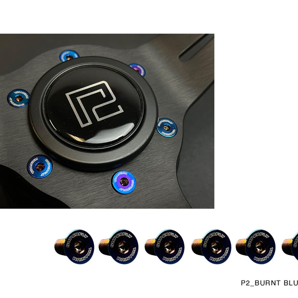 P2M SUPERFLY TITANIUM STEERING WHEEL COUNTER SUNK BOLT SET : BURNT BLUE