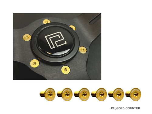 P2M SUPERFLY TITANIUM STEERING WHEEL COUNTER SUNK BOLT SET : GOLD