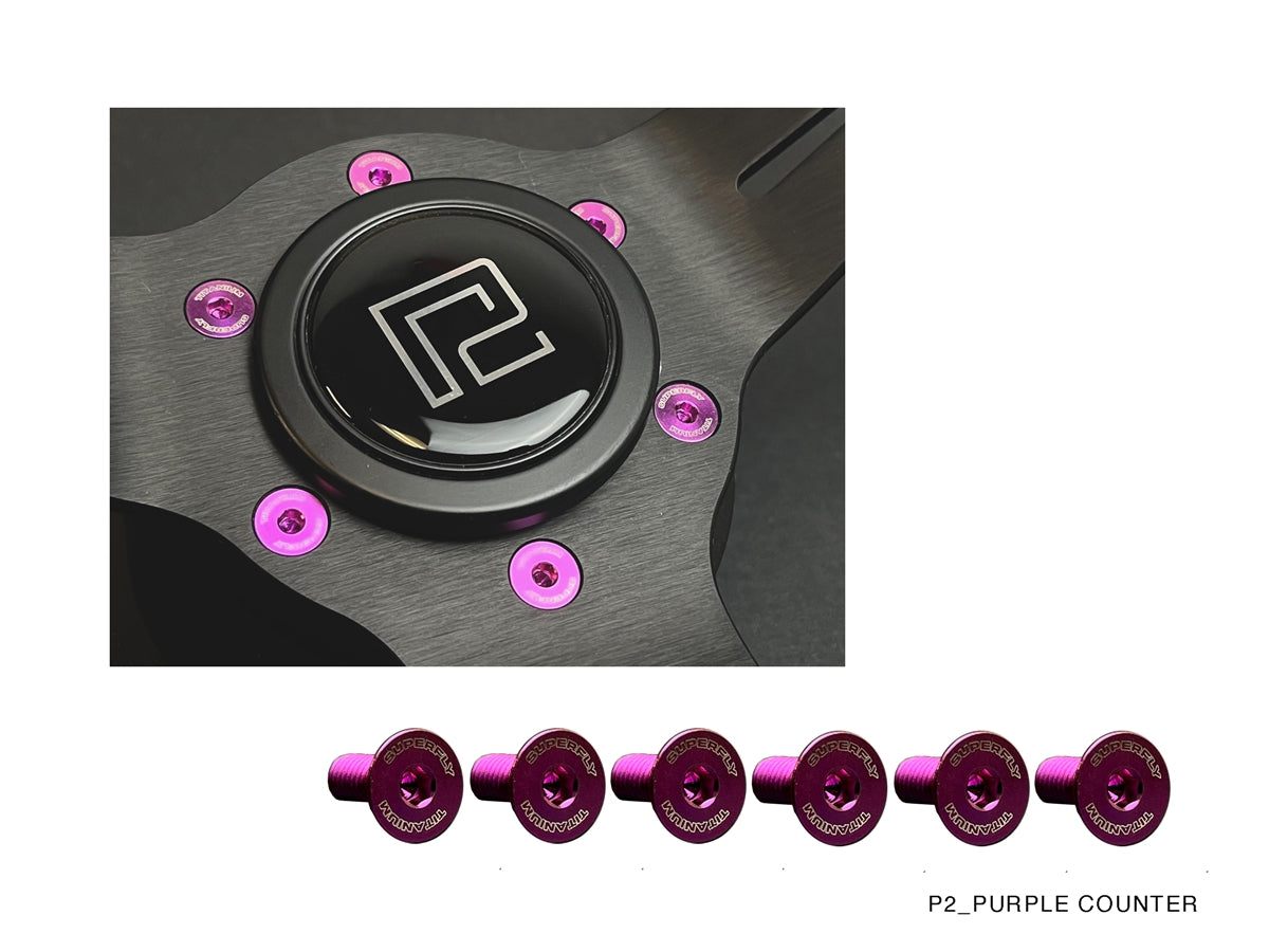 P2-HSCBM50812-PR - SUPERFLY TITANIUM STEERING WHEEL COUNTER SUNK BOLT SET :  PURPLE - View 1