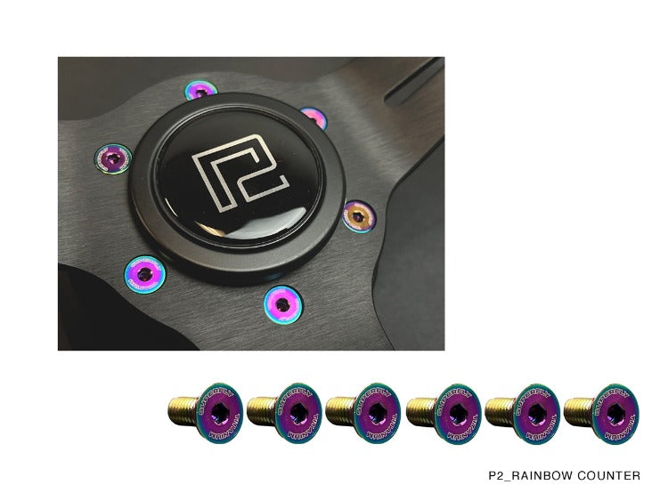 P2M SUPERFLY TITANIUM STEERING WHEEL COUNTER SUNK BOLT SET : RAINBOW