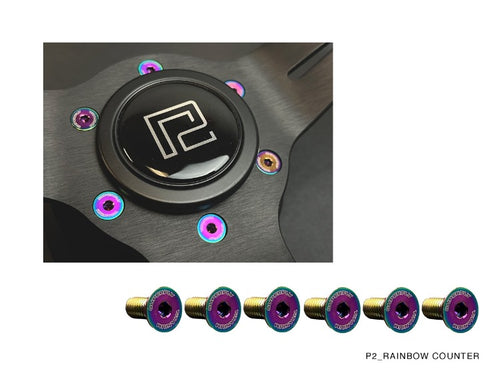 P2M SUPERFLY TITANIUM STEERING WHEEL COUNTER SUNK BOLT SET : RAINBOW
