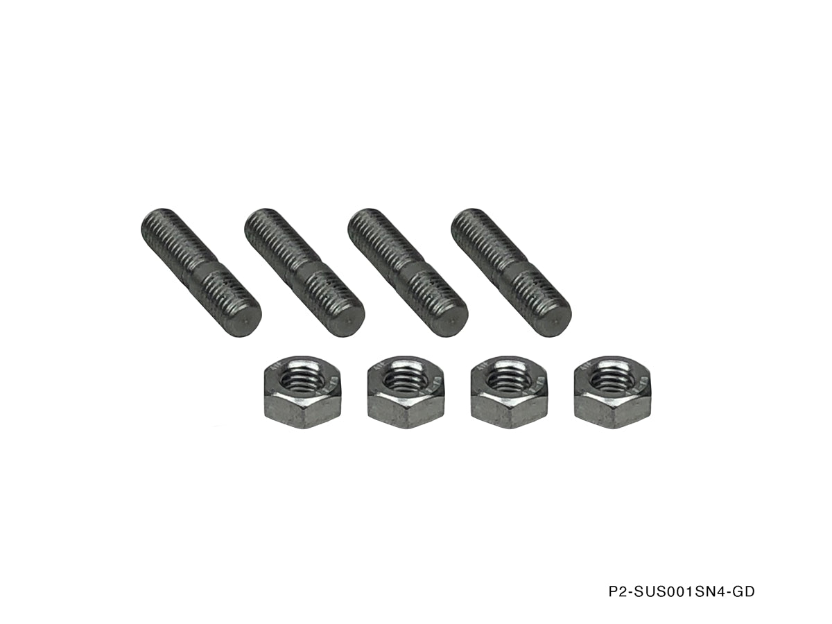 P2-SUS001SN4-GD - STAINLESS T25 / T28 TURBO INLET STUD NUT SET M8X1.25 - View 1