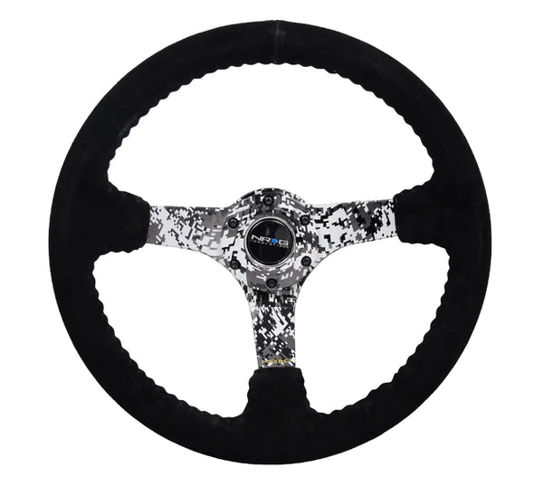 NRG INNOVATIONS 350MM DEEP DISH STEERING WHEEL SUEDE SOLID SPOKE - DIGITAL CAMO