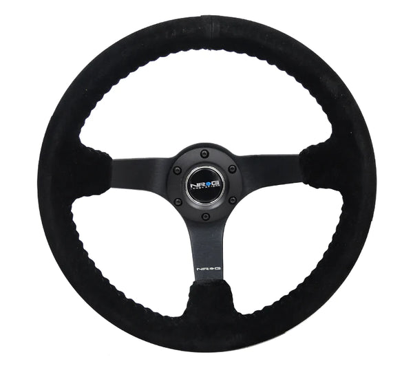 NRG INNOVATIONS 350MM DEEP DISH STEERING WHEEL SUEDE SOLID SPOKE - BLACK