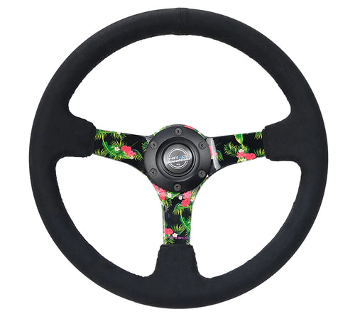 NRG INNOVATIONS 350MM DEEP DISH STEERING WHEEL SUEDE SOLID SPOKE - TROPICAL