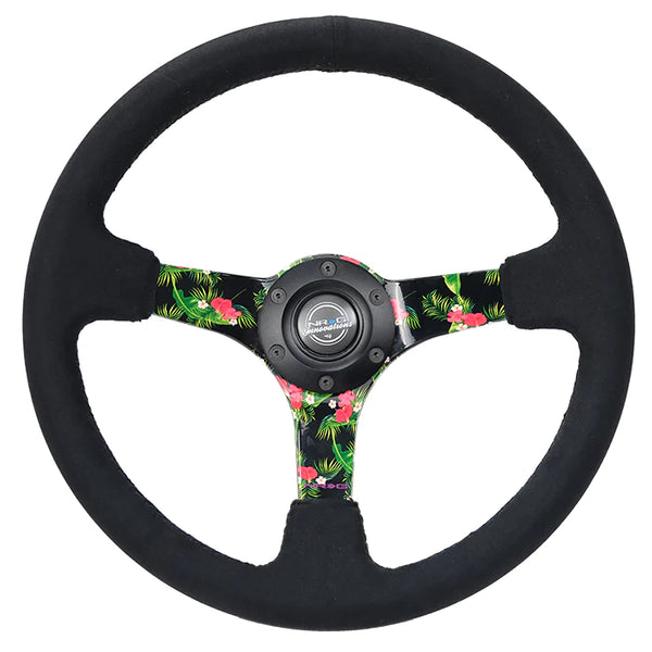 NRG INNOVATIONS 350MM DEEP DISH STEERING WHEEL SUEDE SOLID SPOKE - TROPICAL