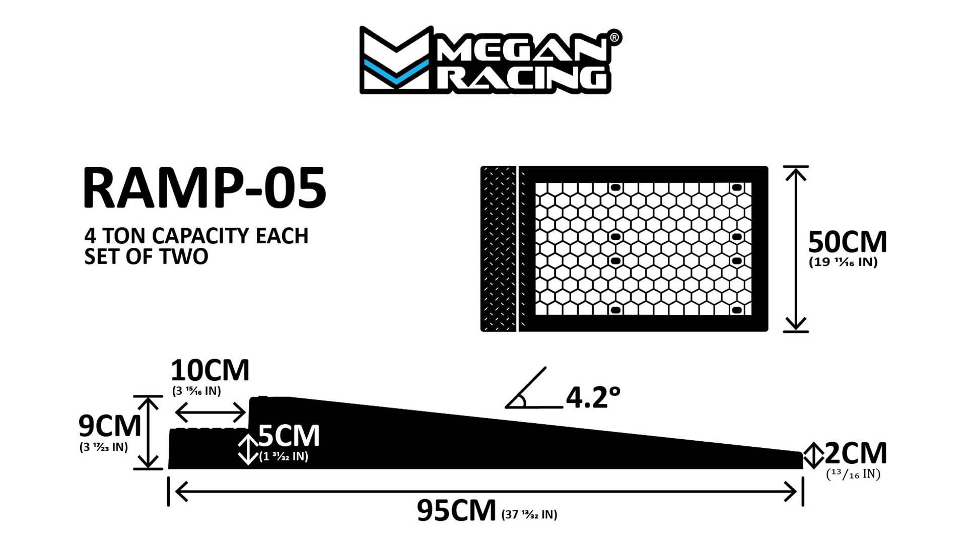 Megan Racing 8 Ton Drive-On Trailer Ramps - Set of 2