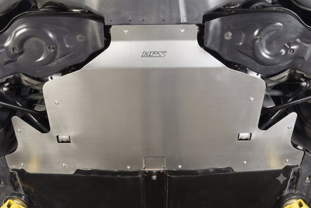 HPS Performance Aluminum Rear Skid Plate Undertray Protection Shield, Polished, SP-102P