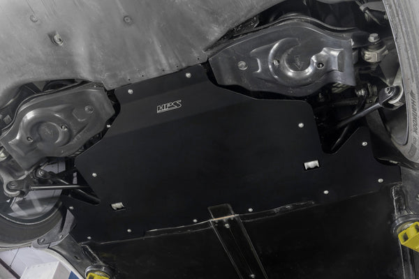 HPS Black Aluminum Rear Skid Plate Undertray Protection Shield, SP-102