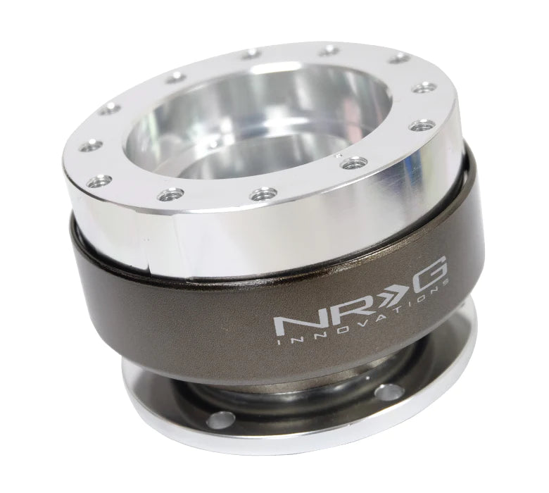 NRG Gen 2 Silver Body w/ Titanium Ring Steering Wheel Quick Release Hub Kit - Universal Fitment