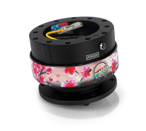 NRG Gen 2 Black Body w/ Sakura Ring Steering Wheel Quick Release Hub Kit - Universal Fitment