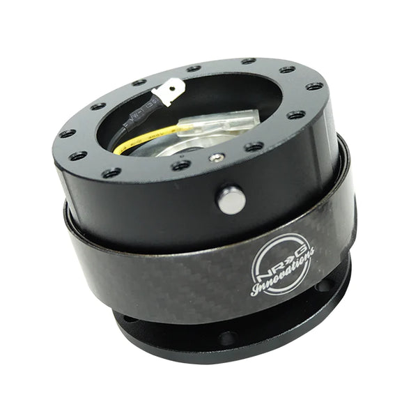 NRG Gen 2 Black Body w/ Carbon Fiber Ring Steering Wheel Quick Release Hub Kit - Universal Fitment