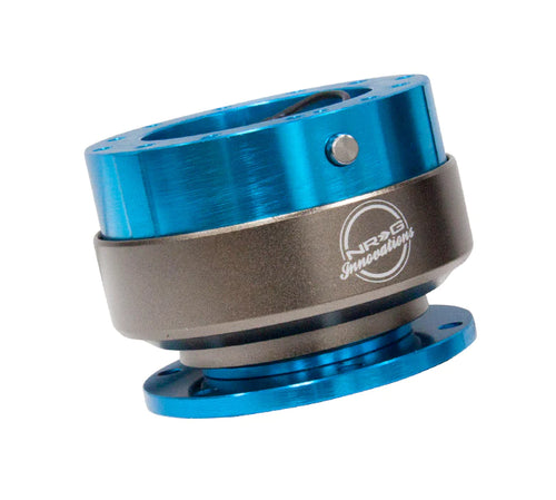 NRG Gen 2 New Blue Body w/ Titanium Ring Steering Wheel Quick Release Hub Kit - Universal Fitment