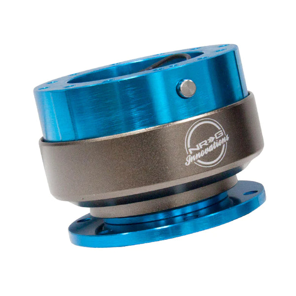 NRG Gen 2 New Blue Body w/ Titanium Ring Steering Wheel Quick Release Hub Kit - Universal Fitment