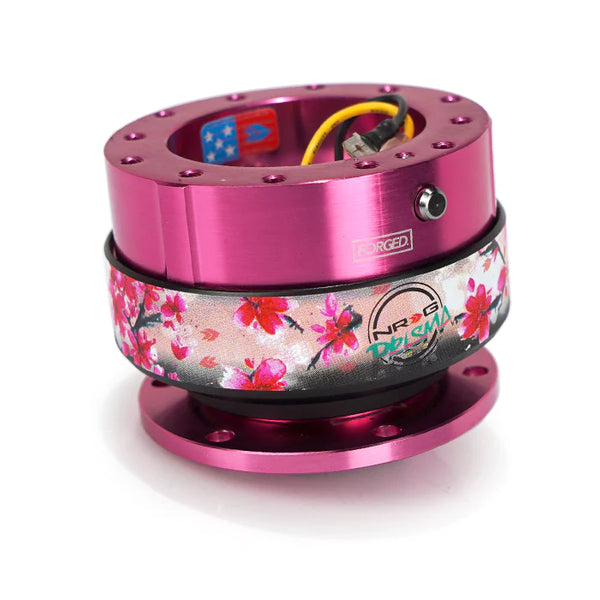 NRG Gen 2 Pink Body w/ Sakura Ring Steering Wheel Quick Release Hub Kit - Universal Fitment