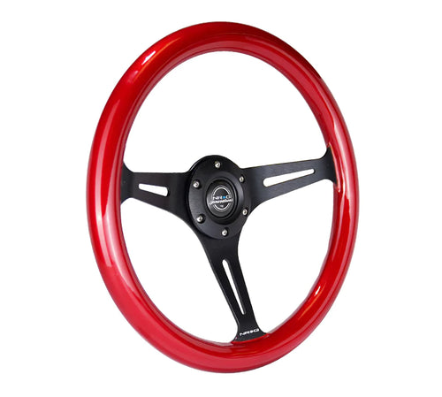 NRG Innovations 350MM 1.5" Deep Dish Wood Grain Steering Wheel - Red Pearl