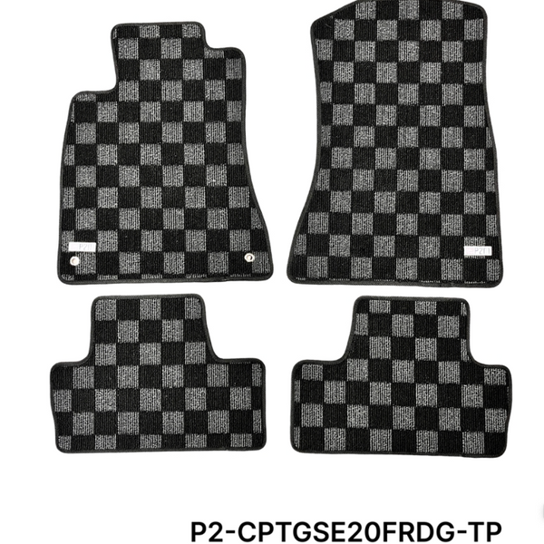 Phase 2 Motortrend (P2M) Checkered Carpet Race Floor Mats - Lexus IS250 IS350 (2006-2013)
