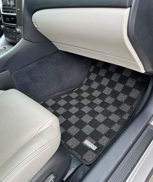 Phase 2 Motortrend (P2M) Checkered Carpet Race Floor Mats - Lexus IS250 IS350 (2006-2013)