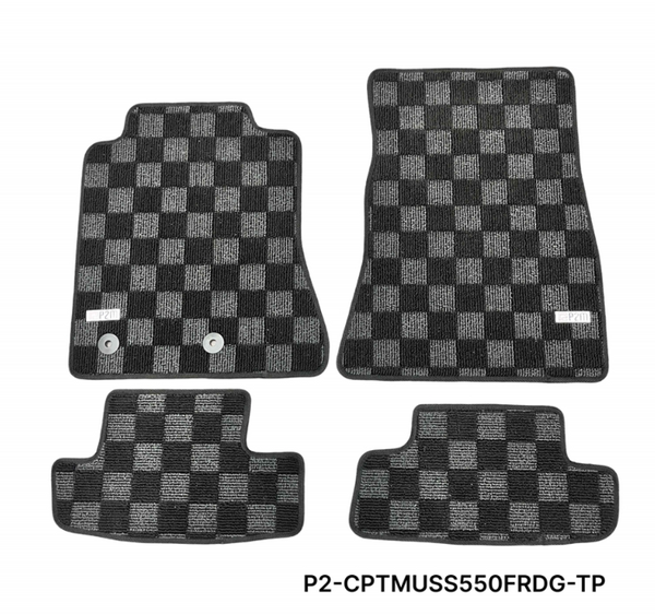 Phase 2 Motortrend (P2M) Checkered Carpet Race Floor Mats - Ford Mustang S550 (2015-2023)