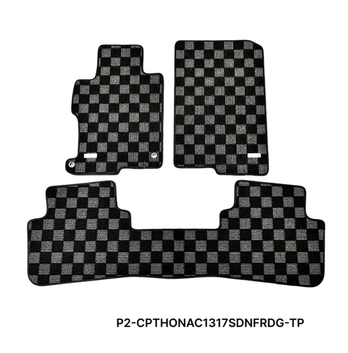 Phase 2 Motortrend (P2M) Checkered Carpet Race Floor Mats - Honda Accord Sedan (2013-2017)