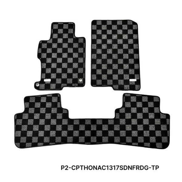 Phase 2 Motortrend (P2M) Checkered Carpet Race Floor Mats - Honda Accord Sedan (2013-2017)