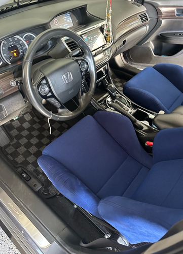 Phase 2 Motortrend (P2M) Checkered Carpet Race Floor Mats - Honda Accord Sedan (2013-2017)