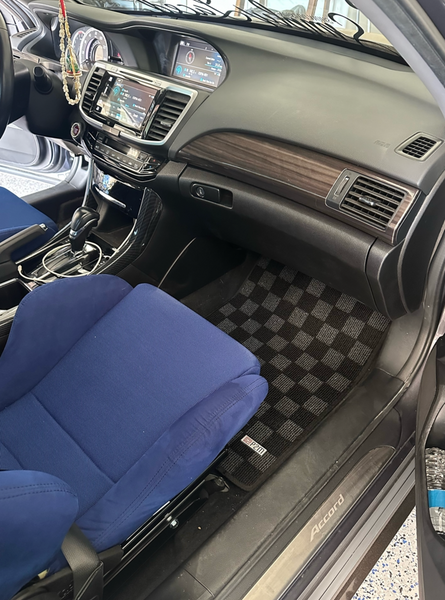 Phase 2 Motortrend (P2M) Checkered Carpet Race Floor Mats - Honda Accord Sedan (2013-2017)
