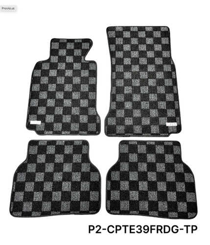 Phase 2 Motortrend (P2M) Checkered Carpet Race Floor Mats - BMW 5-Series Sedan E39 & M5 (1995-2004)